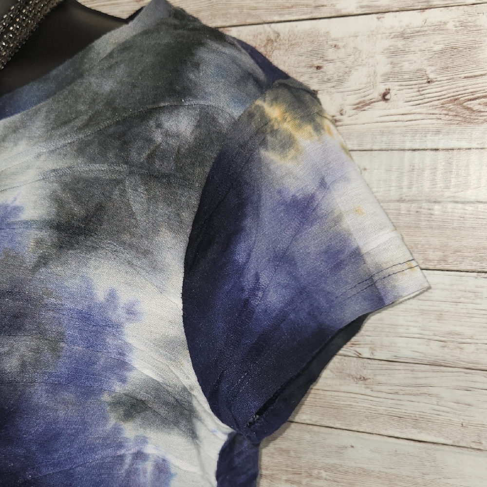 Simply Vera Vera Wang Tie-Dye Top - Blue and Black, Sz PM - Picture 4 of 9